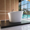 51' Japanese Soaking Bathtub with Seat, Solid Surface Matte White | Freestanding Deep Soaking Tub, Pop-Up Drain and Overflow, Resin Stone Stand Alone for Samll Bathroom