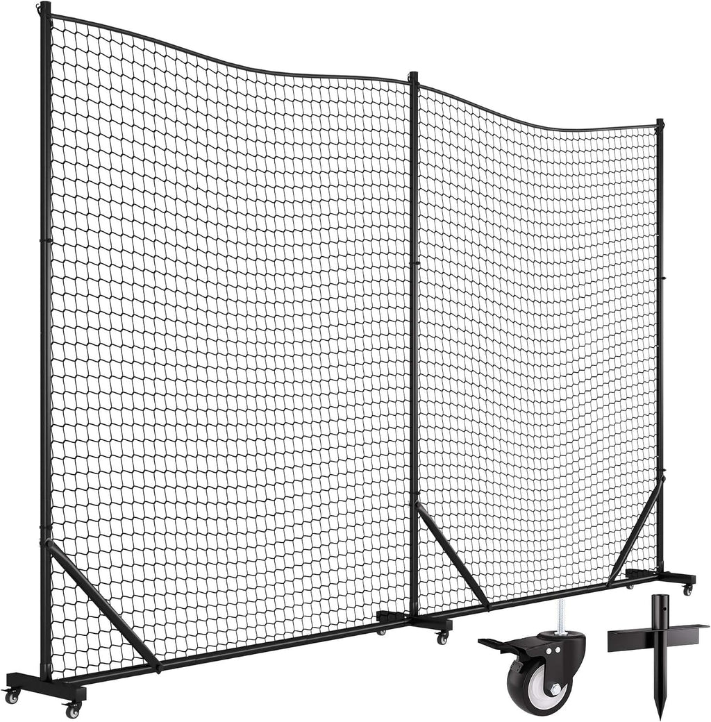 MR Ball Stop Net System, Movable Heavy Duty Backstop Net, 2 in 1 Multi-Sport Stop Netting, Ball Barrier Sports Practice Barrier Net for Professional, College and Grade School Training