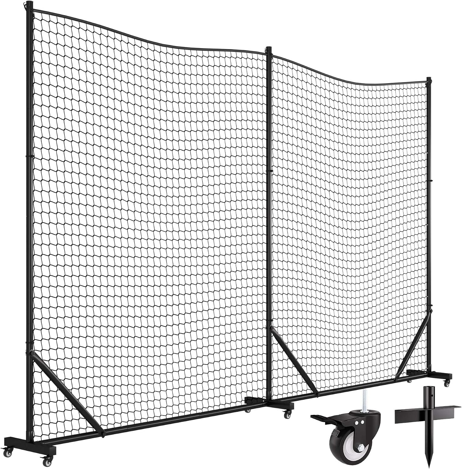 MR Ball Stop Net System, Movable Heavy Duty Backstop Net, 2 in 1 Multi-Sport Stop Netting, Ball Barrier Sports Practice Barrier Net for Professional, College and Grade School Training