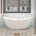 65' Double Slipper Freestanding Soaking Bathtub, WHALEKING Luxury Stand Alone Free Standing Acrylic Tub with Chrome Overflow and Drain, Glossy White