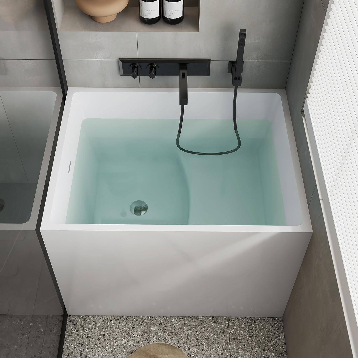 35' Acrylic Freestanding Bathtubs, Stand Alone Tub, Japanese Soaking Tub for Bathroom, Integrated Overflow and Drain, cUPC Certified, Gloss White