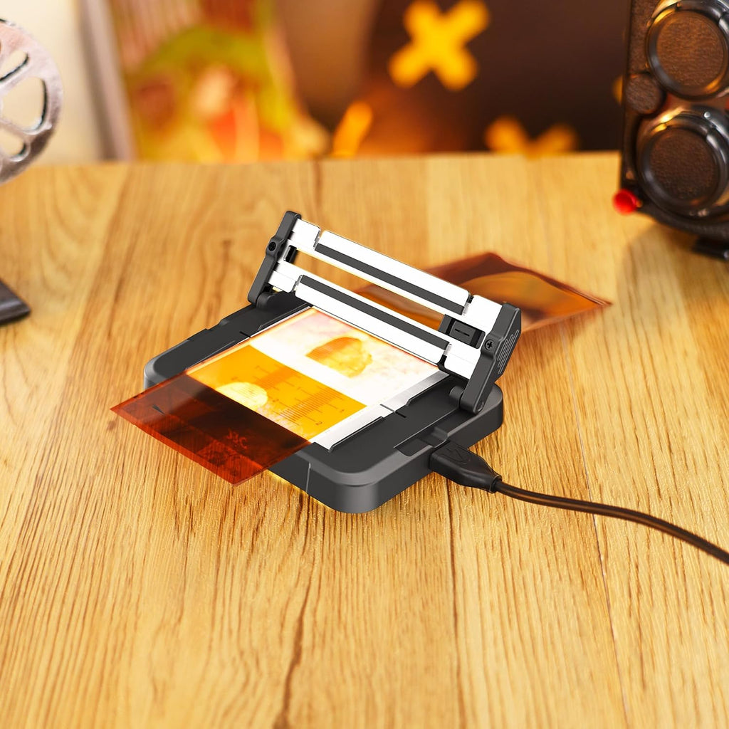 JJC Negative Film Digitizer with Durable Film Storage Pouch for 120 35mm Film, Negative to Digital Converter with Adjustable Brightness LED Backlight & Slider Rail