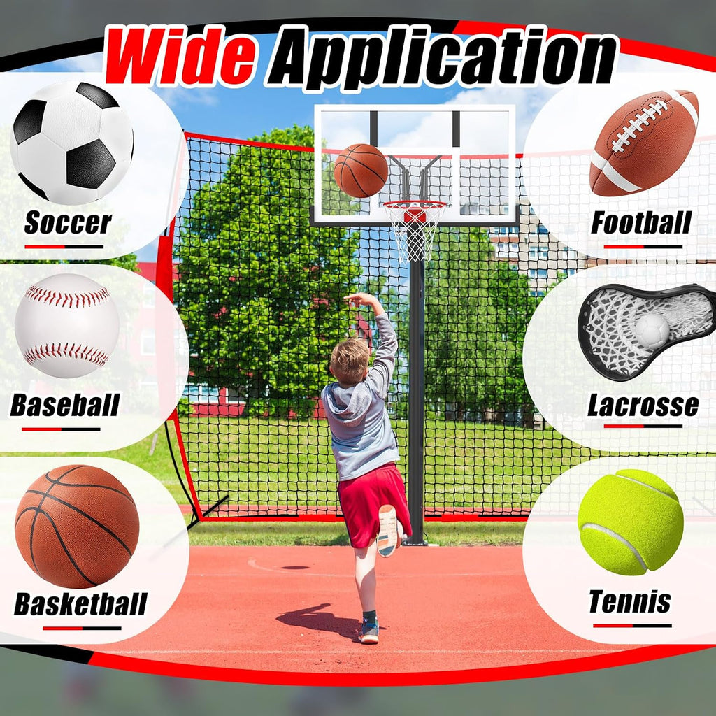 Seenelling Basketball Net Catcher Backstop Net Sports Barrier Nets for Backyard Rebounder to Guard Rebound and Return Basketball with Carry Bag