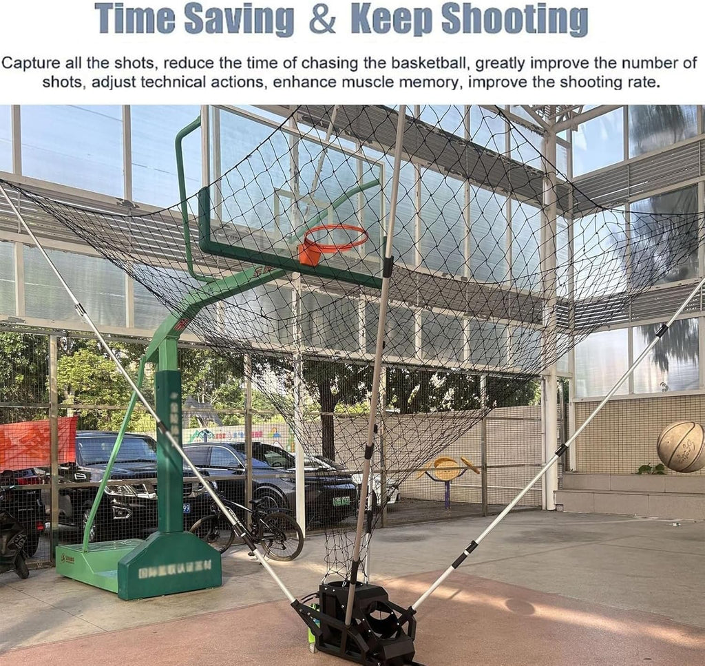 Automatic Basketball Catching & Shooting Machine,Dual-Use Basketball Shooting Rebounder Machine with Net, Basketball Returns (Black)