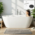 FerdY 67' Acrylic Freestanding Bathtub, Contemporary Soaking tub with Matte Black Drain & Overflow, cUPC Certified, Elegant Oval Shape, Bali