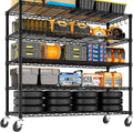 PrimeZone 48' W x 24' D x 81' H Heavy Duty Wire Storage Shelves with Wheels, 5 Tier Adjustable NSF Certified Garage Shelving Unit, Rolling Metal Organizer Shelf Utility Rack for Warehouse, Restaurant