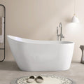 SJ STAR&JANE 59' Acrylic Freestanding Bathtub, Modern Acrylic Soaking Bathtub,Stand Alone Tub with Drain and Overflow, cUPC Certified, White