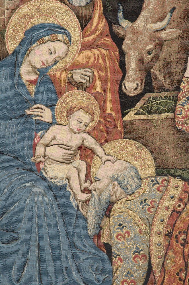 Charlotte Home Furnishings Inc. Adoration Palla Strozzi Italian Tapestry Wall Hanging 26 X 33 Inch Viscose Cotton & Polyester Blend Wall Art Perfect for Home Decor & Wall Decor By Gentile Da Fabriano