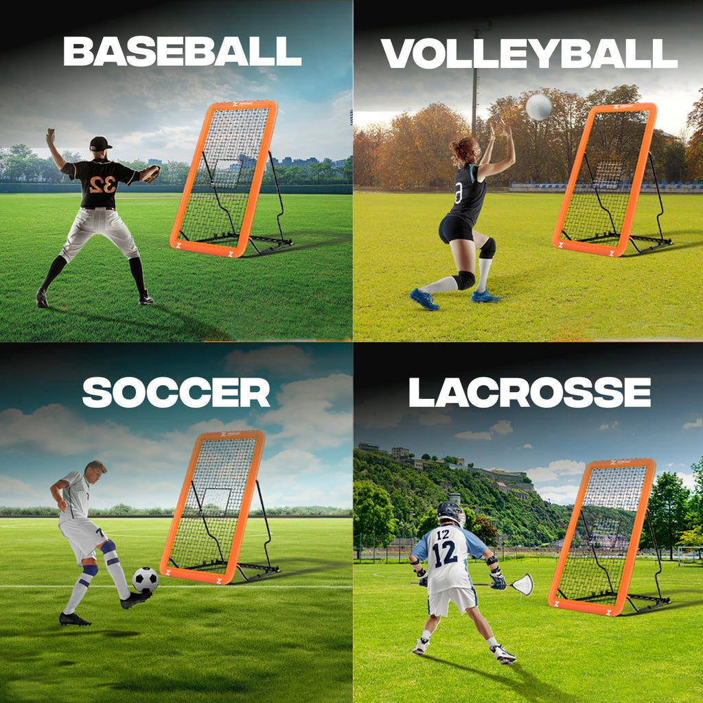 7x4 FT Multi-Sport Rebounder Net – Adjustable Training Net for Volleyball, Lacrosse, Baseball & Soccer – Heavy-Duty Steel Frame, High-Tension Net & Carry Bag for Indoor/Outdoor Practice