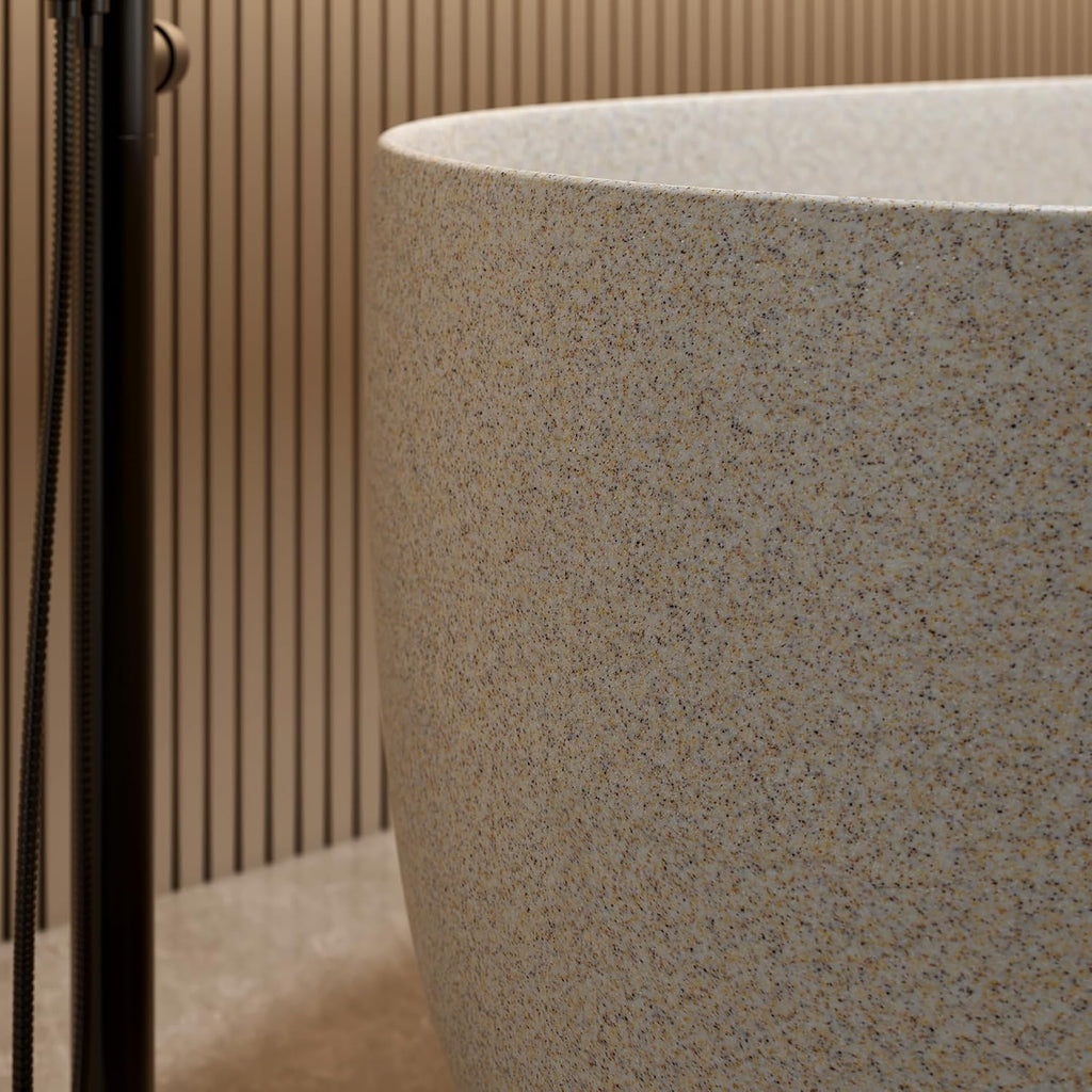 KEIKI 51'' Freestanding Bathtub, Resin Stone Soaking Bathtub, Solid Surface Modern Tubs with Overflow and Pop-up Drain