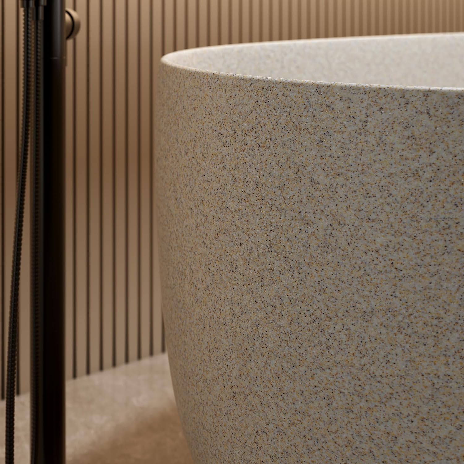 KEIKI 51'' Freestanding Bathtub, Resin Stone Soaking Bathtub, Solid Surface Modern Tubs with Overflow and Pop-up Drain