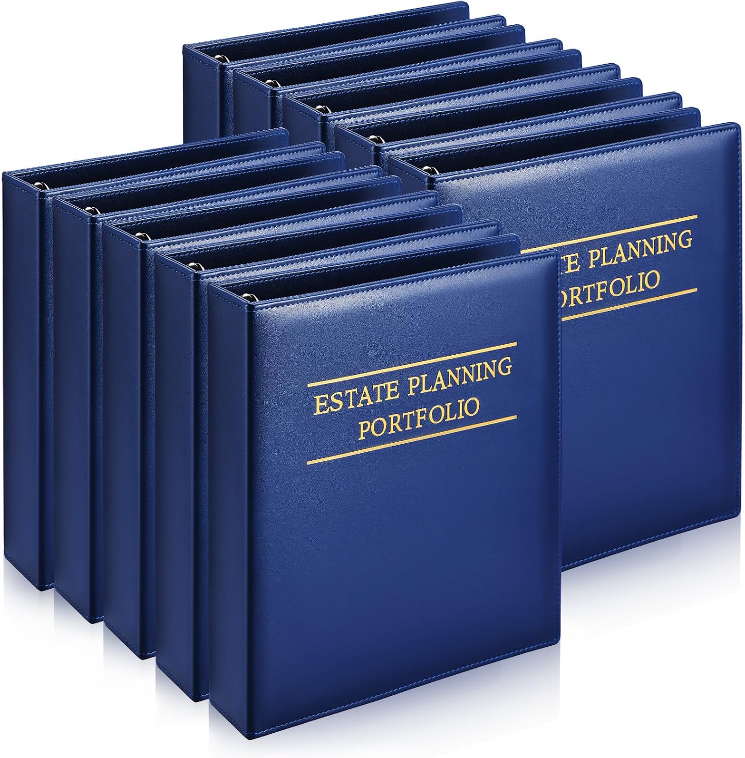 Dunzoom 10 Pcs Estate Planning Portfolio Binder PU Leather 3 Ring Binders with Gold Title and Index Tab Dividers, 11'' x 11.8'' x 2.4'' Estate Planning Organizer (Blue)