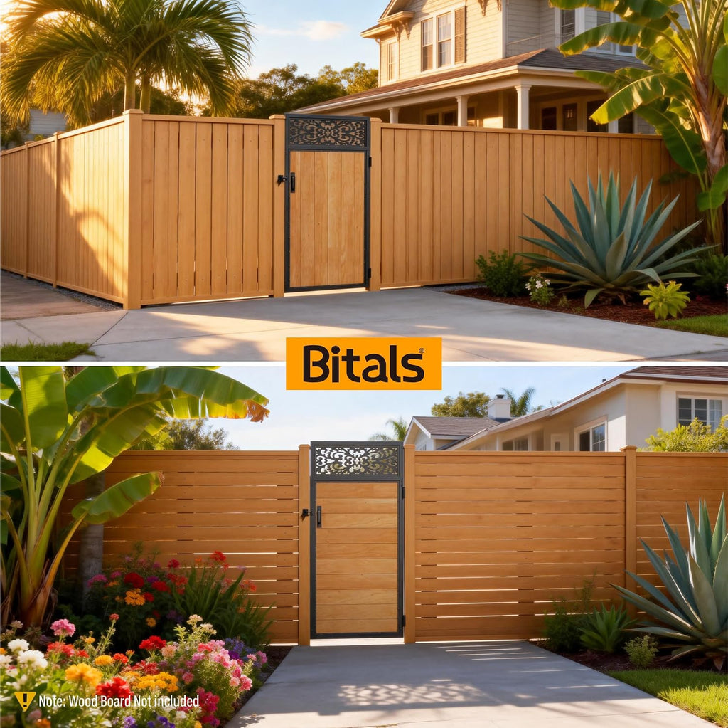 3x6FT Fence Gate Frame Kit 201 Stainless Steel Anti-Sag Heavy Duty Garden Gate Reinforcement Hardware, Left/Right Mount (No Panels Included)(34.8'W x 70.8'H)