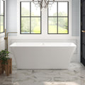 FerdY Sentosa 67' Acrylic Freestanding Bathtub, Contemporary Design Soaking Tub with Brushed Nickel Drain and Minimalist Linear Design Overflow, Easy to Install, 02560