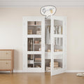 60' x 80' Ball Catch French Doors, 3 Panel Clear Glass Solid Core Pre-Finished & Paintable Double Doors with Ball Catches & Hinges & Handles, White Door, Swing Closet Door Interior