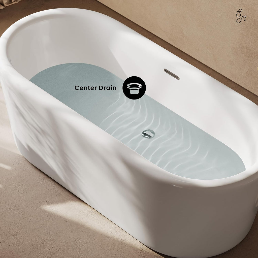 Swiss Madison Nanterre 68' Soaking Freestanding Bathtub in Glossy White, Drain Included