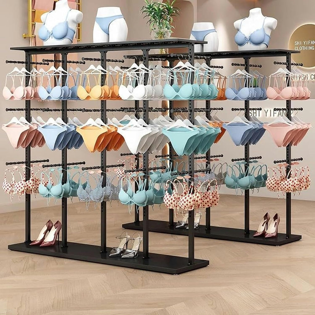 Freestanding Clothing Store Boutiques Retail Lingerie Garment Rack, Underwear Display Stands,Commercial Shelves for Socks Bra Panties Scarves Storage
