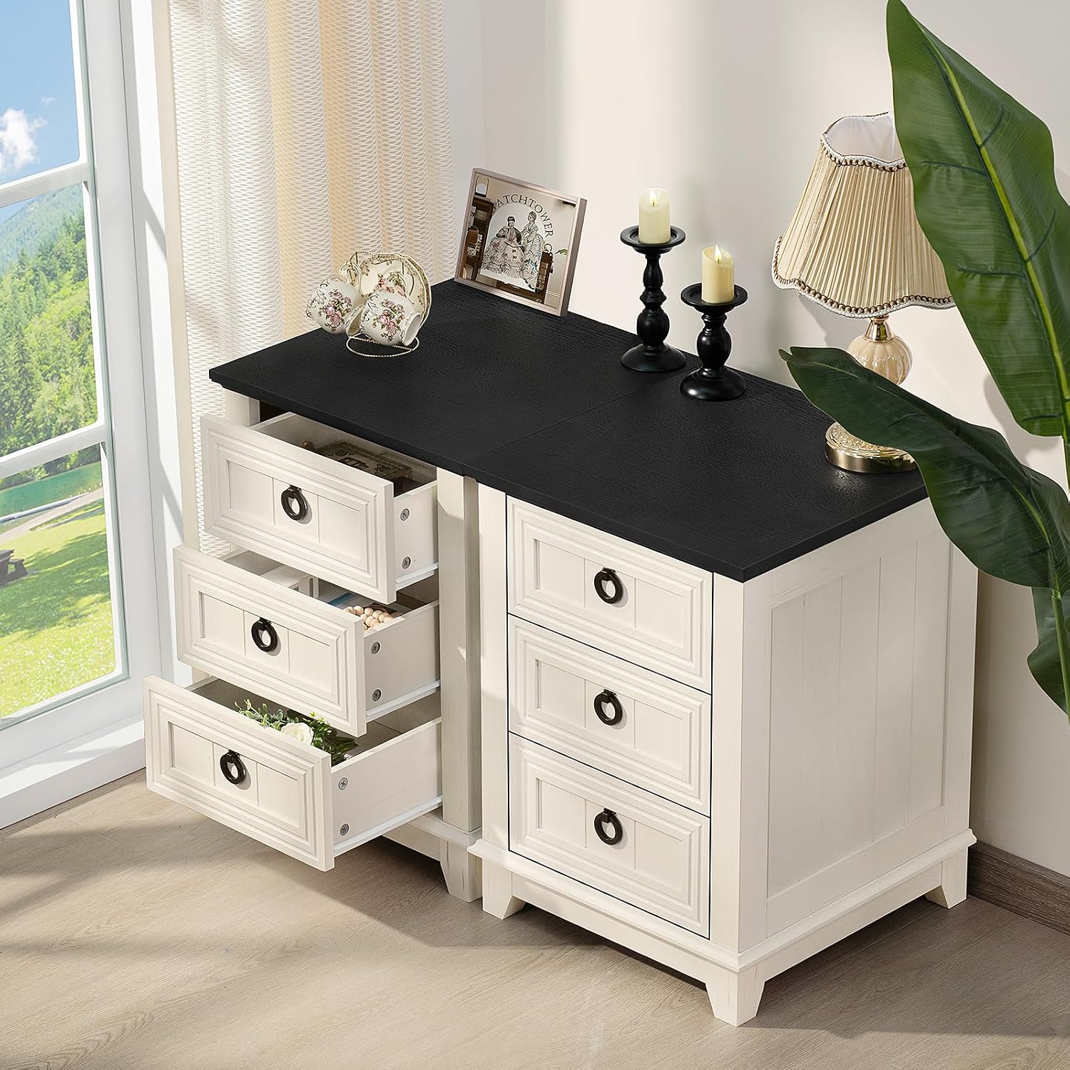Joaxswe Farmhouse Night Stand Set of 2, 18' End Table with 3 Drawer Metal Handle, Dresser for Bedroom, Sofa Bed Side Table Chest of Drawers,Wood Nightstand Cabinet for Organizer, Living Room-White