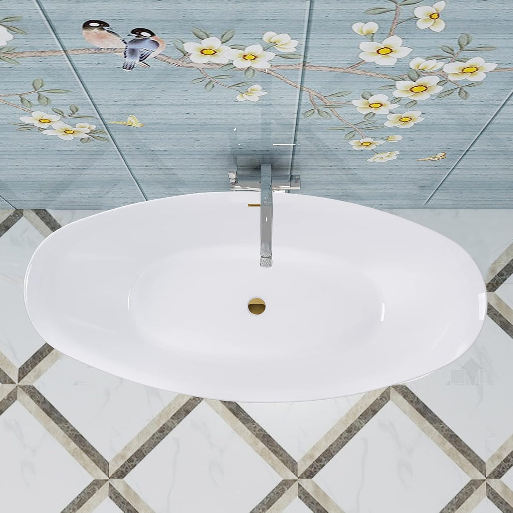 Vanity Art 71' X 33' Freestanding Bathtub | Home Improvement Bathtubs with Contemporary Design for Soaking and Bathing, Overflow and Pop-up Drain with UPC Certified, Acrylic, VA6807-TG
