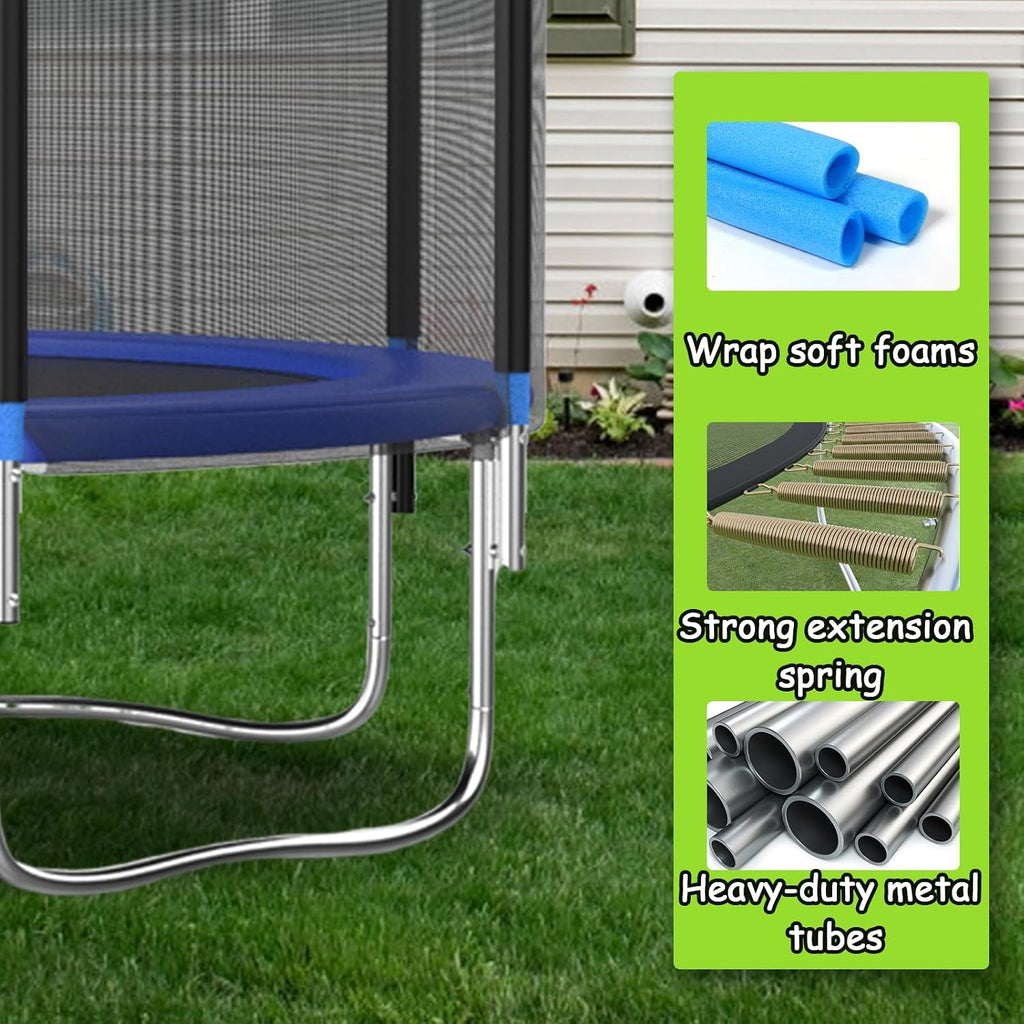 Tranpoline 10FT 12FT 14FT 16FT Tranpoline for Kids with Safety Enclosure Net Recreational Tranpoline for Adults ASTM Approval Backyard Outdoor Tranpoline with Basketball Hoop