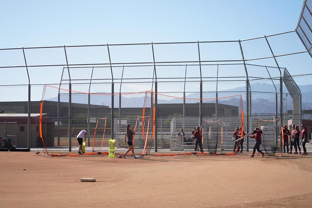 Bownet Big Barrier 21.6' x 11.6' Multi-Sport Backstop & Field Divider Net – Portable Safety Barrier for Soccer, Baseball, Softball & Lacrosse, Steel Frame, Fast Setup