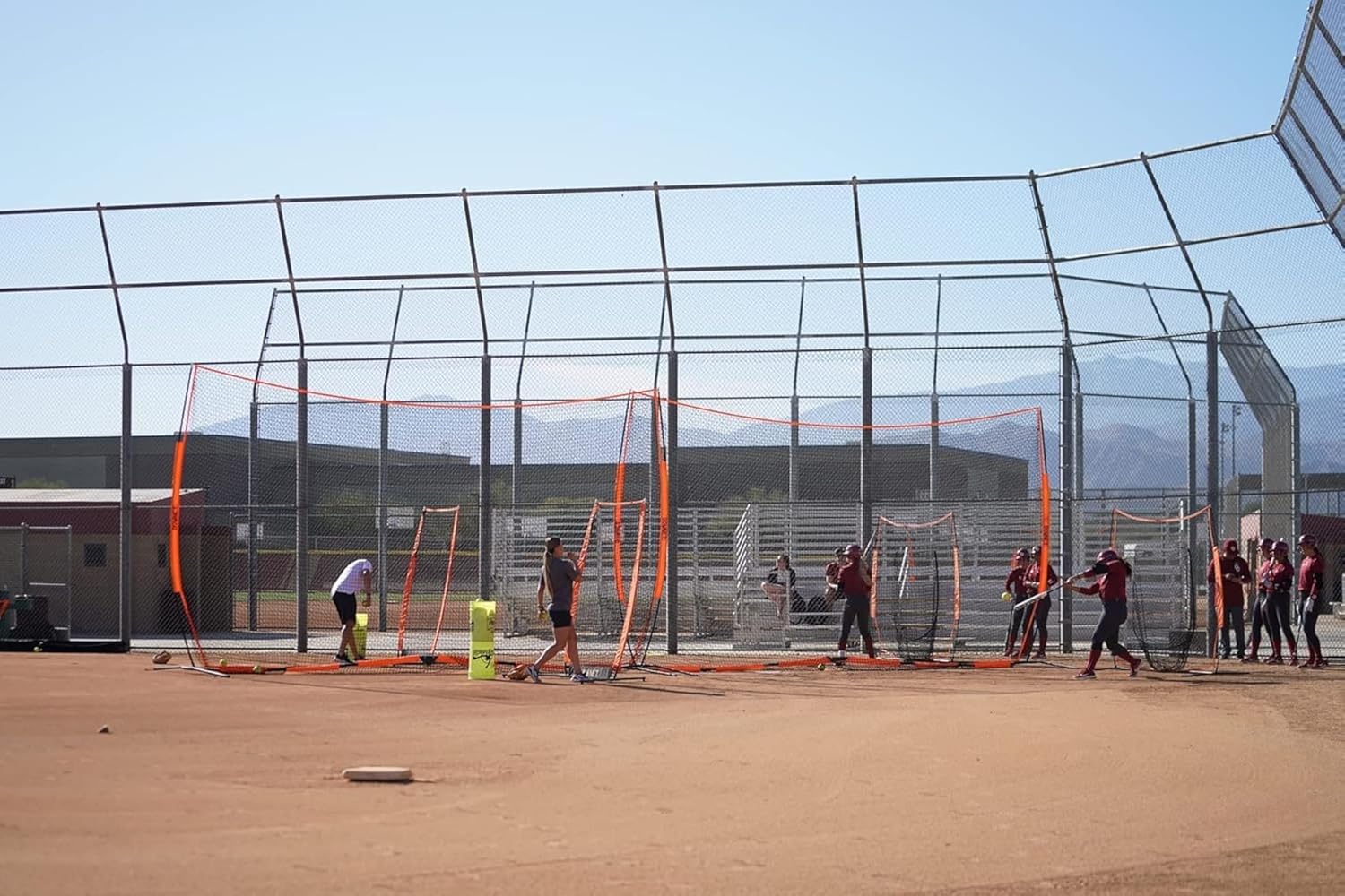 Bownet Big Barrier 21.6' x 11.6' Multi-Sport Backstop & Field Divider Net – Portable Safety Barrier for Soccer, Baseball, Softball & Lacrosse, Steel Frame, Fast Setup