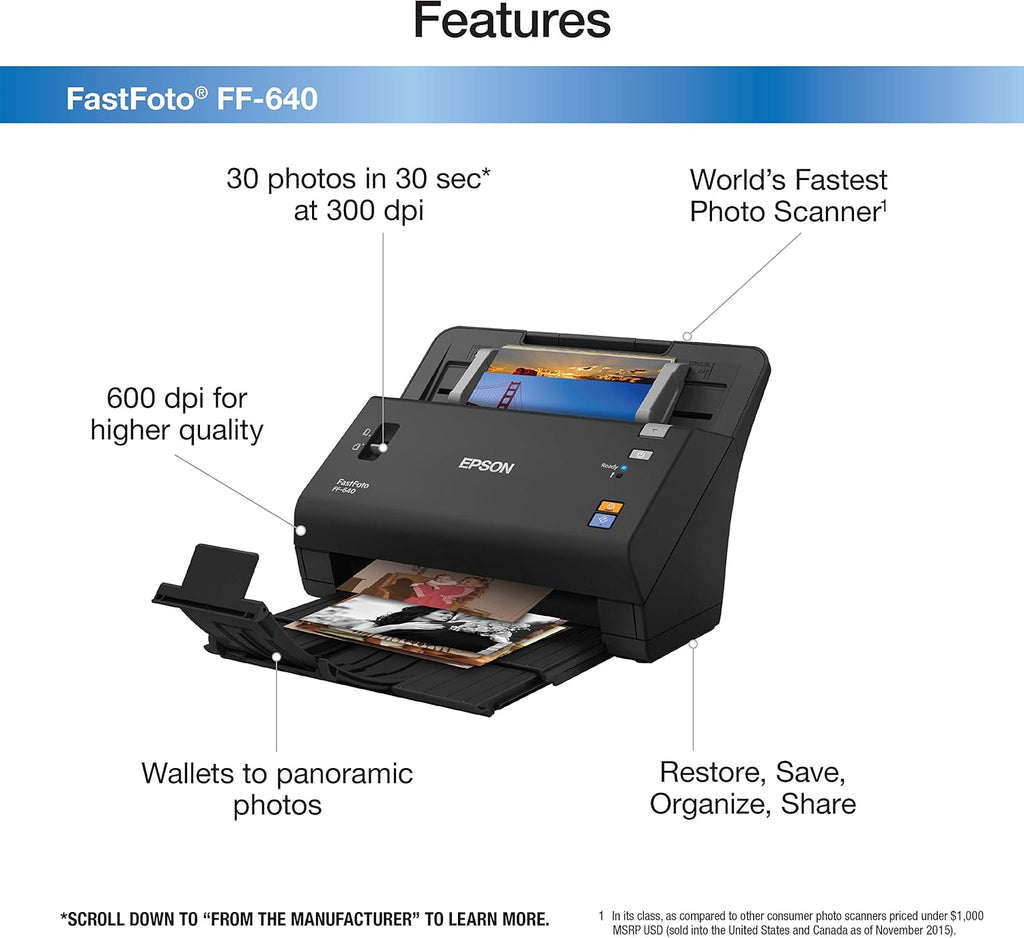 Epson FastFoto FF-640 High-Speed Photo Scanning System with Auto Photo Feeder