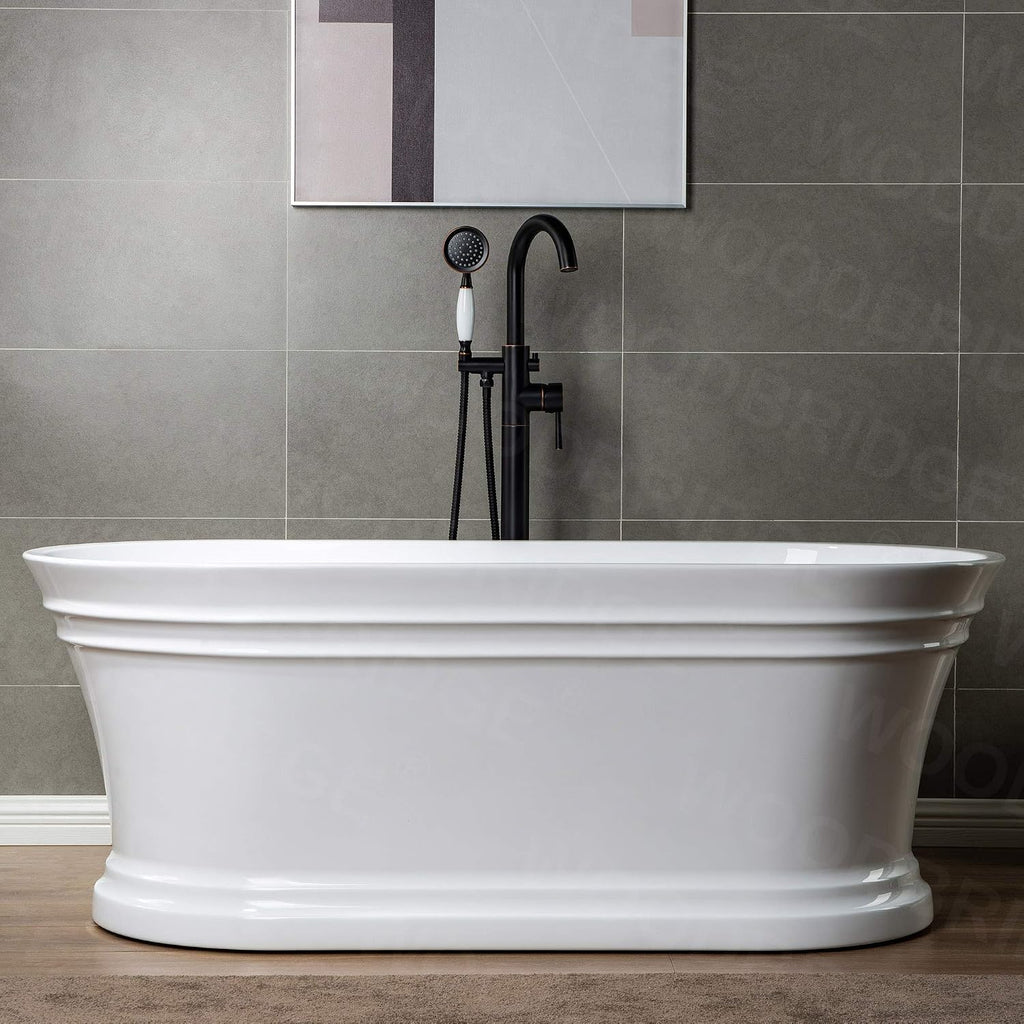 WOODBRIDGE Contemporary Single Handle Floor Mount Freestanding Tub Filler Faucet with Hand Shower in (Oil Rubbed Bronze) Finish,F0010-ORBVT
