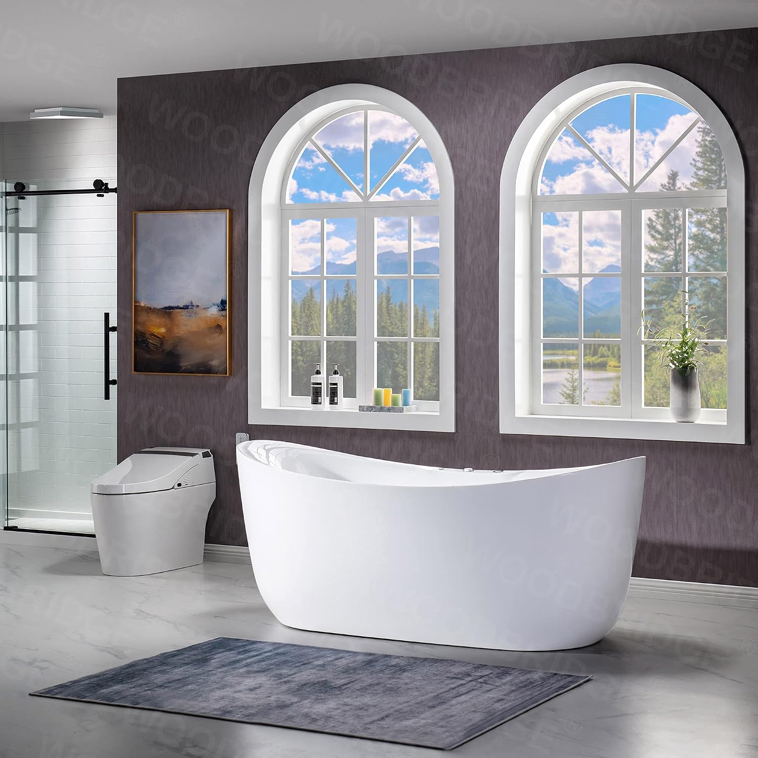 WOODBRIDGE 71' x 31 1/2' Whirlpool Water Jetted and Air Bubble Freestanding Bathtub , B0034