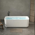 67'Luxury Freestanding Rectangular Massage Bathtub with 10 Hydrotherapy Jets, Glossy White Acrylic, Chrome Pop-up Drain, cUPC Certified,Gloss White