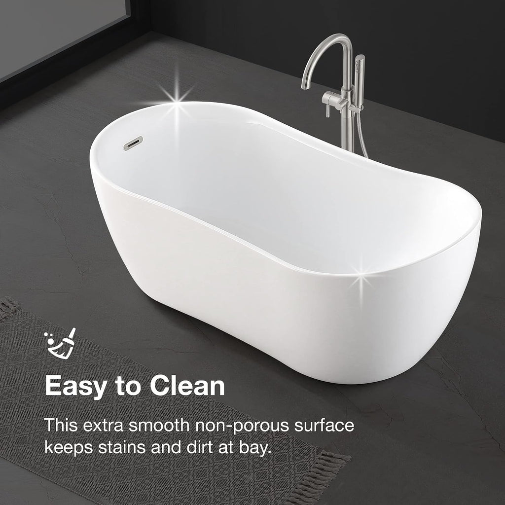OVE Decors Isaac 58 in. Seamless White Acrylic Freestanding Slipper Bathtub