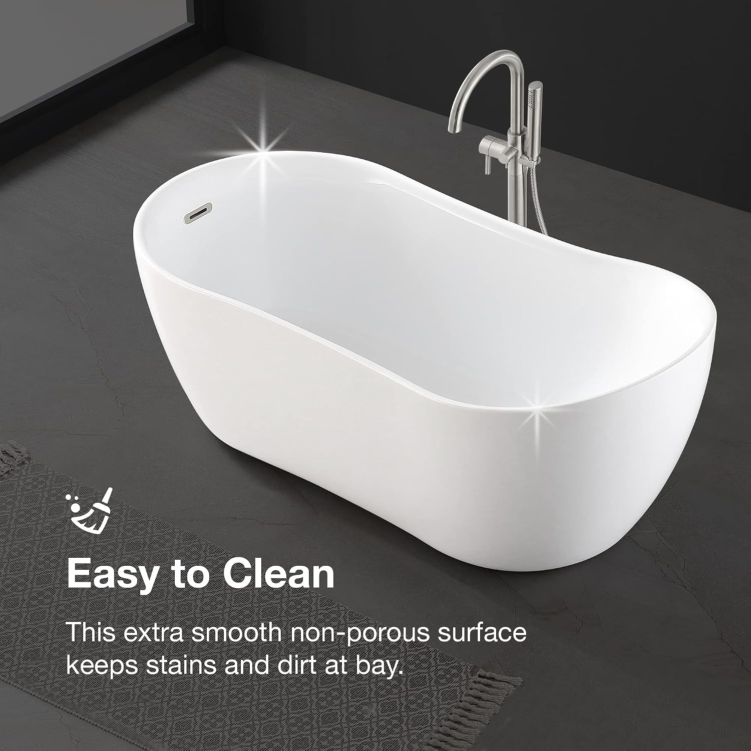 OVE Decors Isaac 58 in. Seamless White Acrylic Freestanding Slipper Bathtub