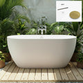 FerdY 59' Acrylic Freestanding Bathtub, Contemporary Soaking tub with Brushed Gold Drain, Elegant Oval Shape, cUPC Certified, Bali