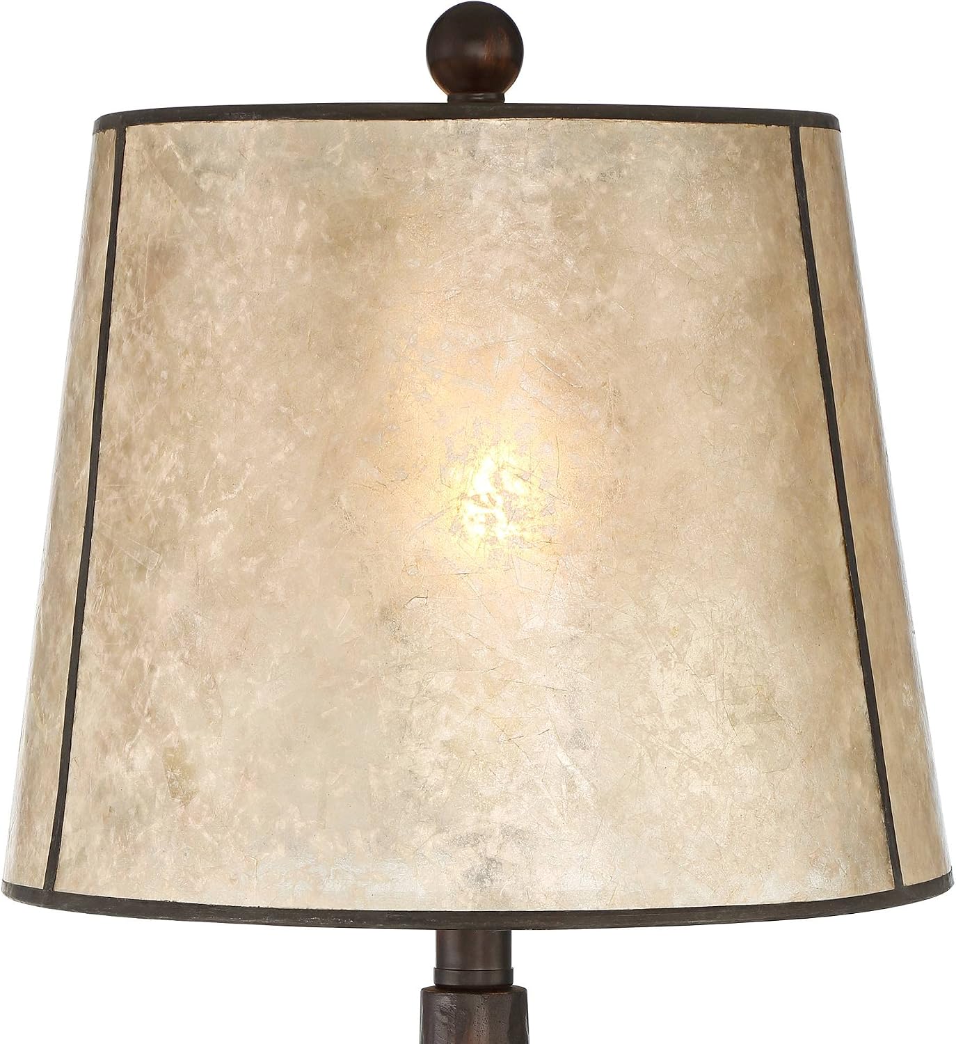 Franklin Iron Works Naomi Modern Industrial 3-Way Table Lamp 25' High with Dimmer and USB Charging Port Aged Bronze Brown Mica Drum Shade for Bedroom Living Room Desk Nightstand Bedside Night Stand
