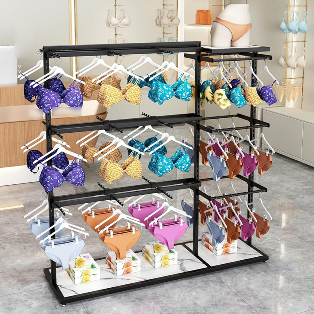 Boutique Underwear Retail Display Racks, Garment Rack, Floor-Standing Bra Slippers Socks Shorts Accessories Storage Shelf, Clothing Store Commercial(Black 130x40x130CM/51.19x15.75x51.19in)