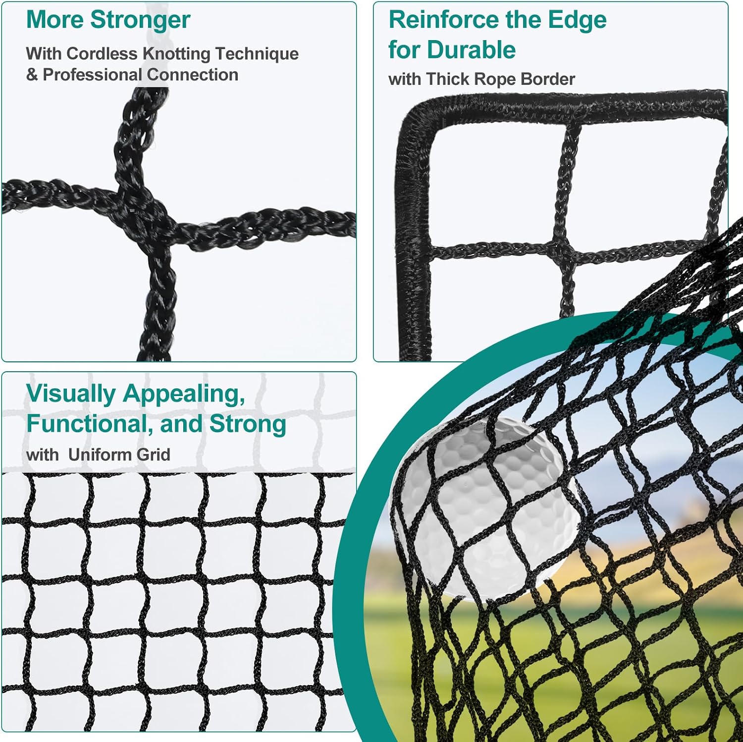 Golf Net for Backyard Driving Outdoor Indoor Sports Netting 10 x 10 Ft/15Ft/20 Ft/25 Ft/ 15 x 15 Ft/20 Ft Heavy Duty Net for Baseball Soccer Hockey Practice Impact Screen
