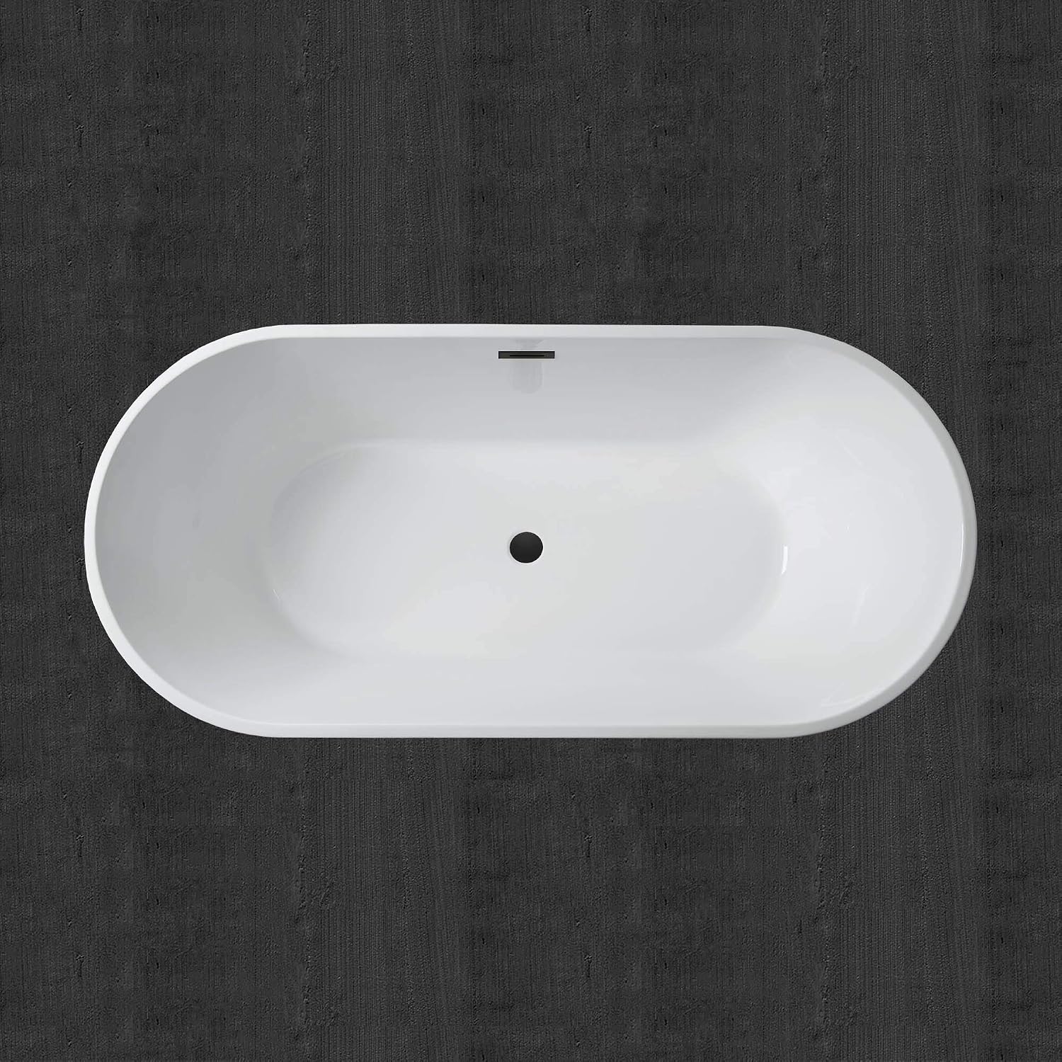 WOODBRIDGE 67' Acrylic Freestanding Bathtub Contemporary Soaking White Tub with Matte Black Overflow and Drain，B0013-MB