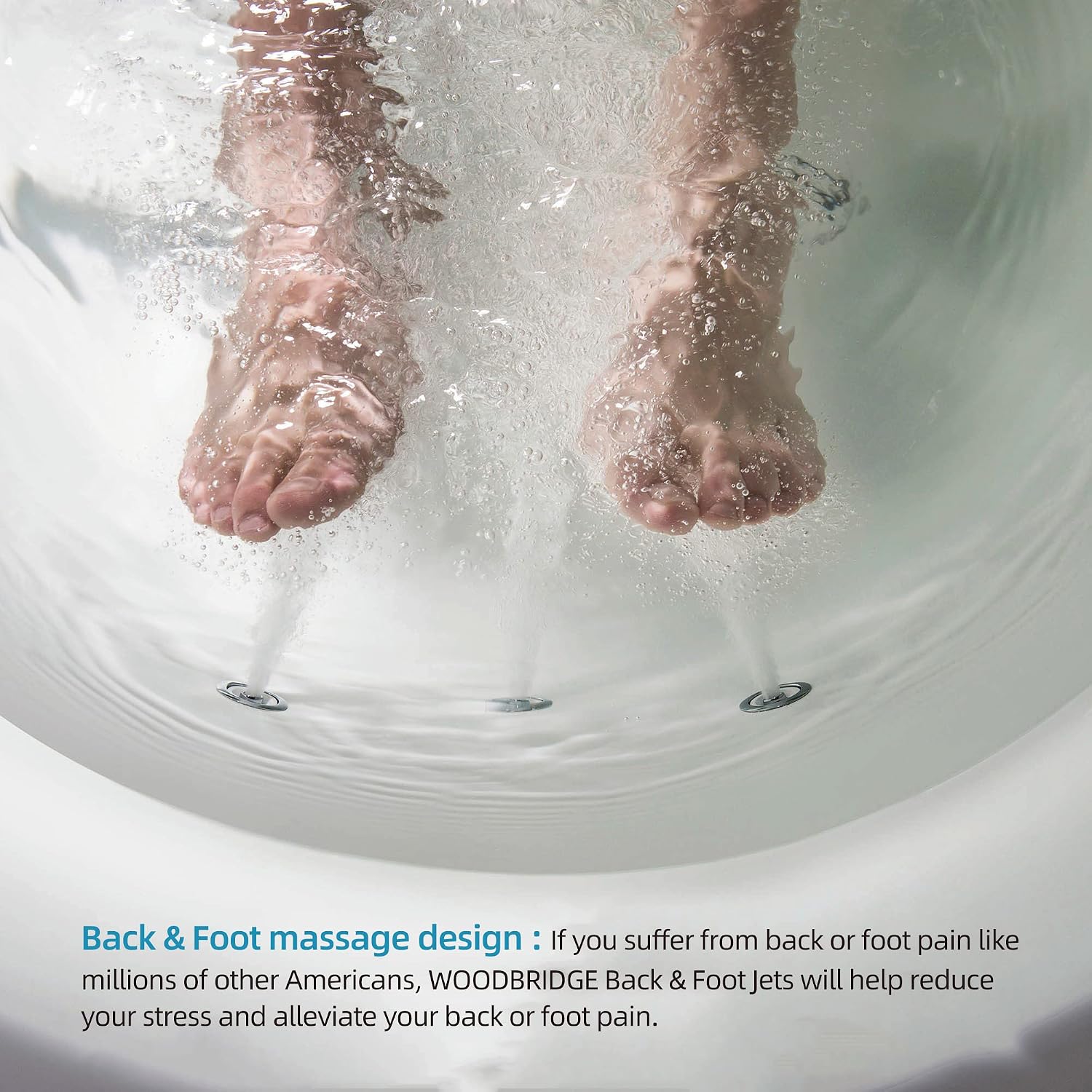 WOODBRIDGE 66-1/2' x 31-7/8' Whirlpool Water Jetted and Air Bubble Freestanding Heated Soaking Combination Bathtub, BJ200
