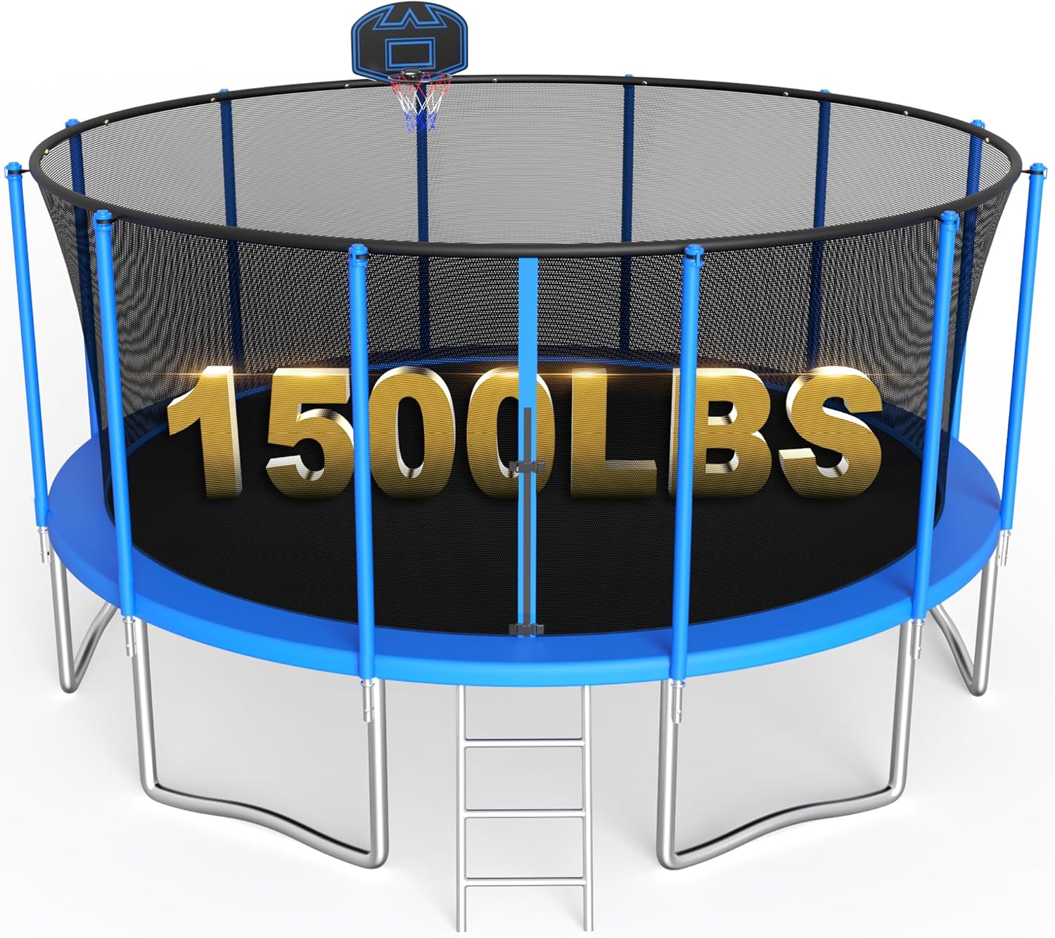 SKYUP Tranpoline 1500LBS 16 15 14 12 10 8 FT Tranpoline for 7-10 Kids and Adults, Windproof Outdoor Tranpoline with Enclosure Net, Basketball Hoop, Easy to Install & Last Long - ASTM Approved