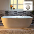 WOODBRIDGE 72' Acrylic Freestanding Bathtub Contemporary Soaking White Tub with Brushed Nickel Overflow and Drain,B0059-BN