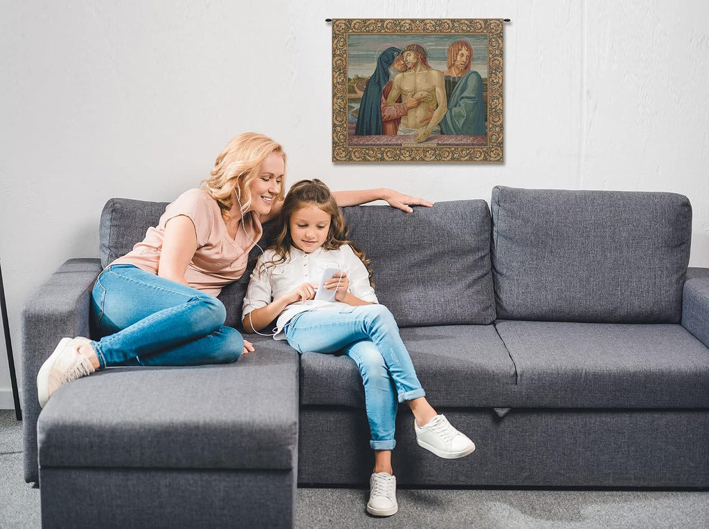 Charlotte Home Furnishings Inc. Pieta Italian Tapestry Wall Hanging 20 X 25 Inch Viscose Cotton And Polyester Blend Wall Art Perfect For Home Decor And Wall Decor By Giovanni Bellini