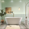 63' Premium Solid Surface Freestanding Bathtubs, Upgraded Oval Stone Resin Soaking Tub with Overflow and Pop-up Drain, Matte White