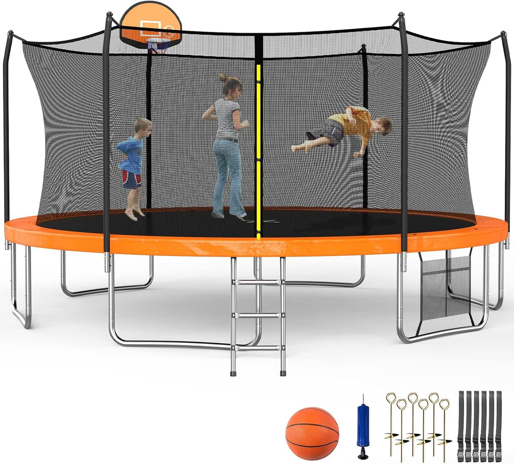 SKOK Trampoline for Kids,400LBS Outdoor Trampoline with Net-ASTM Approved Trampoline for Children and Adults