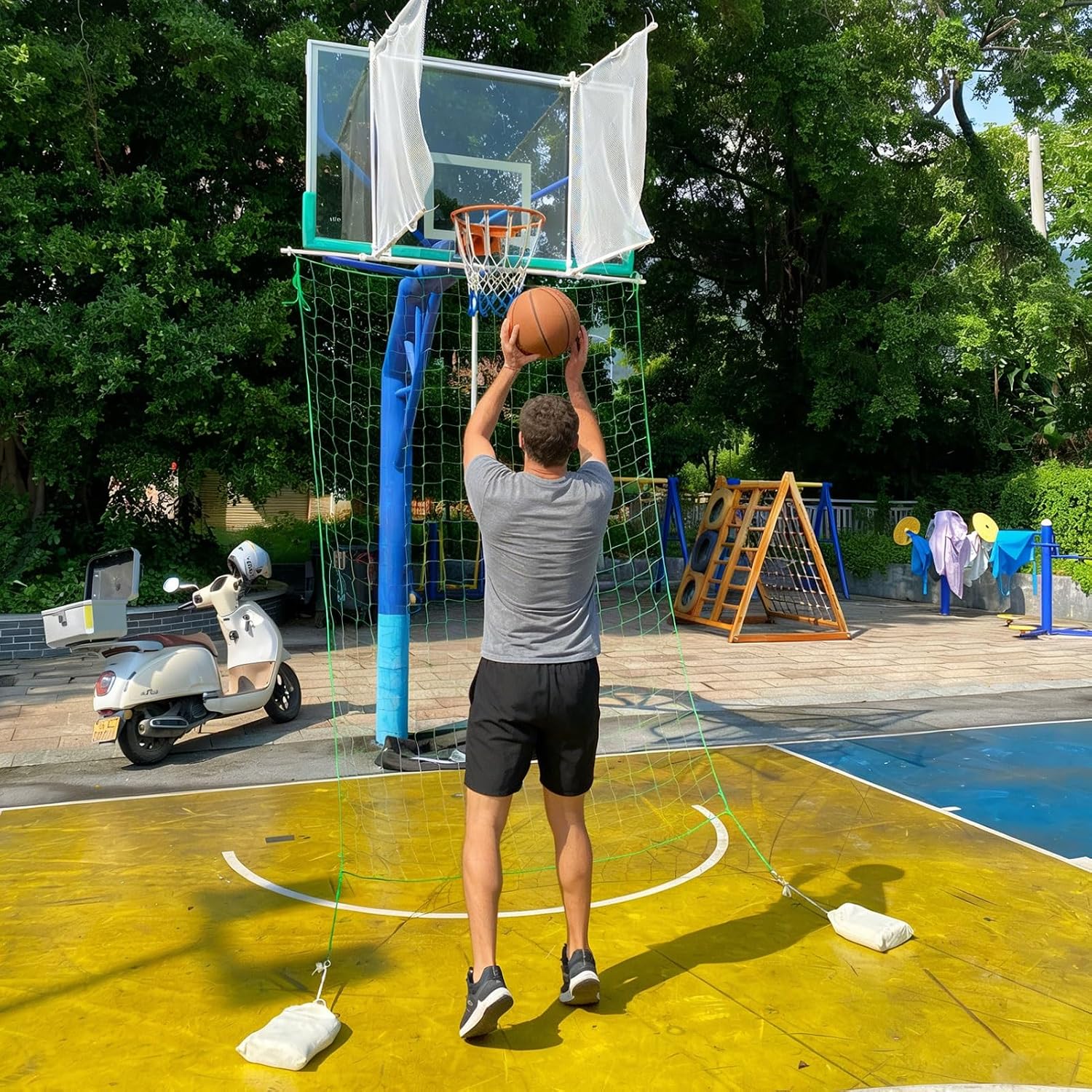 Basketball Rebounder, Basketball Return Attachment for Hoops, Basketball Backstop Catch Net for Shooting Practice Hoop Outdoor, Shot Trainer Rebounder Net for Efficient Training