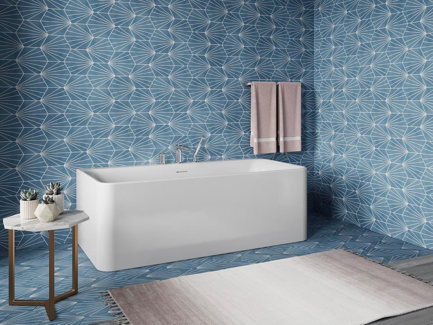 KOHLER Unwind 67-in X 32-in Seamless Back-to-wall Freestanding Bath