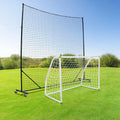 Backstop Net System for Backyard – Heavy Duty Sports Barrier Net with Steel Posts, Movable/Socketed Ball Stop Net for Soccer, Baseball, Training