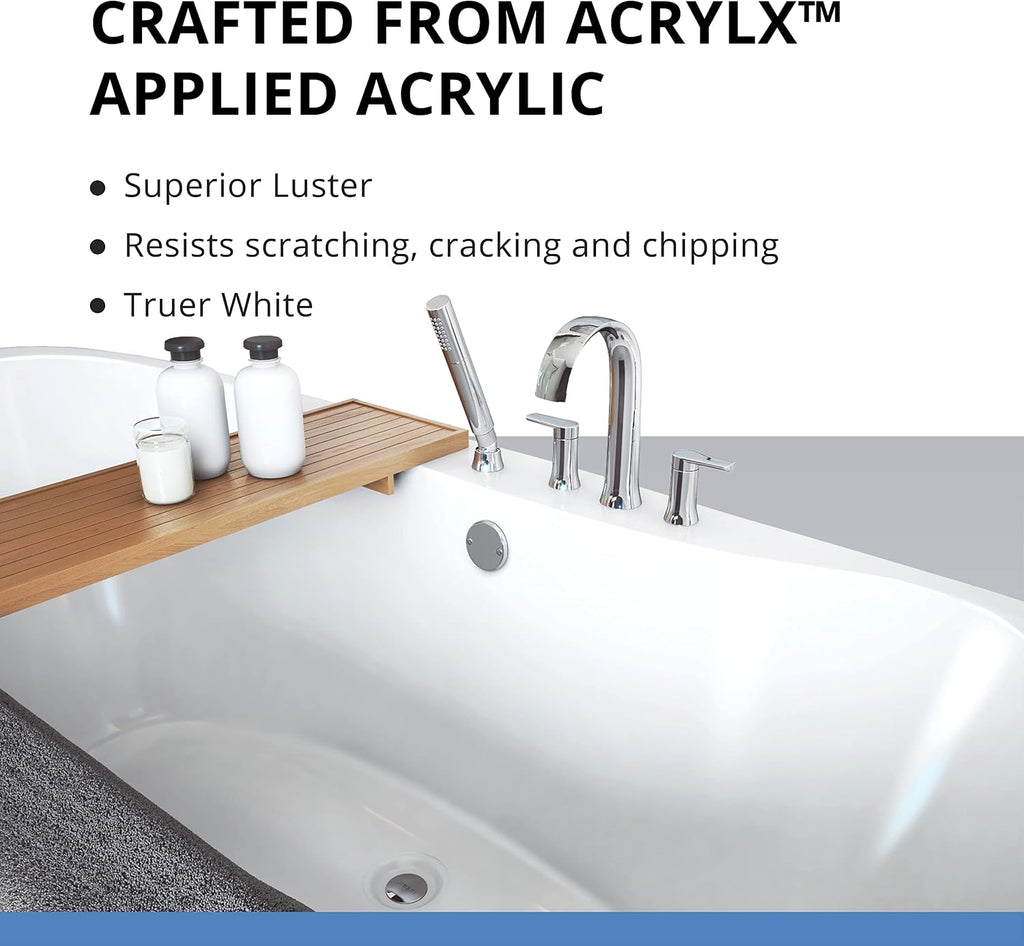 DreamLine Montego 60 inch L x 27 inch H White Acrylic Freestanding Bathtub