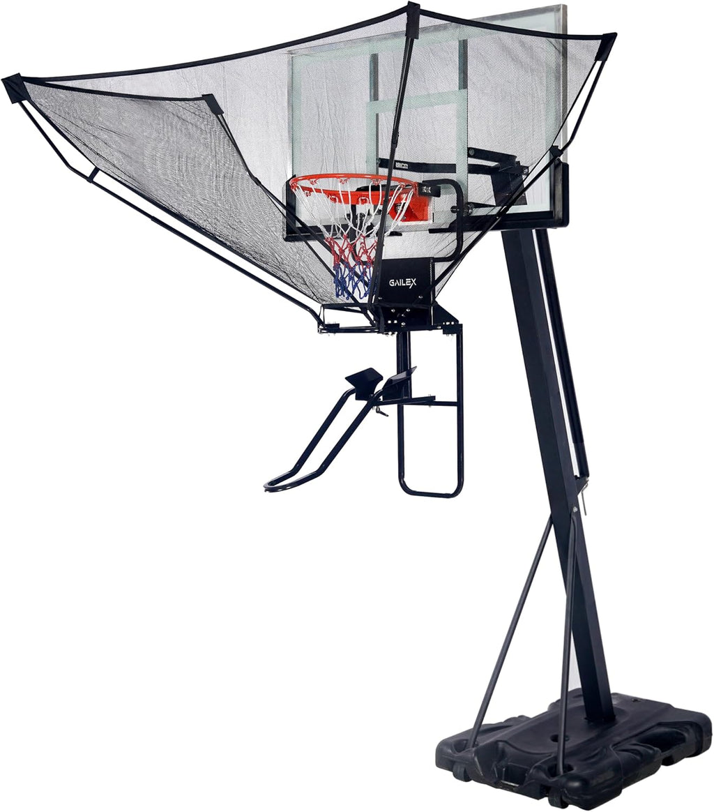GAILEX Basketball Return System with Automatic Ball Return Net, 180° Rotating Chute, Portable Training Equipment