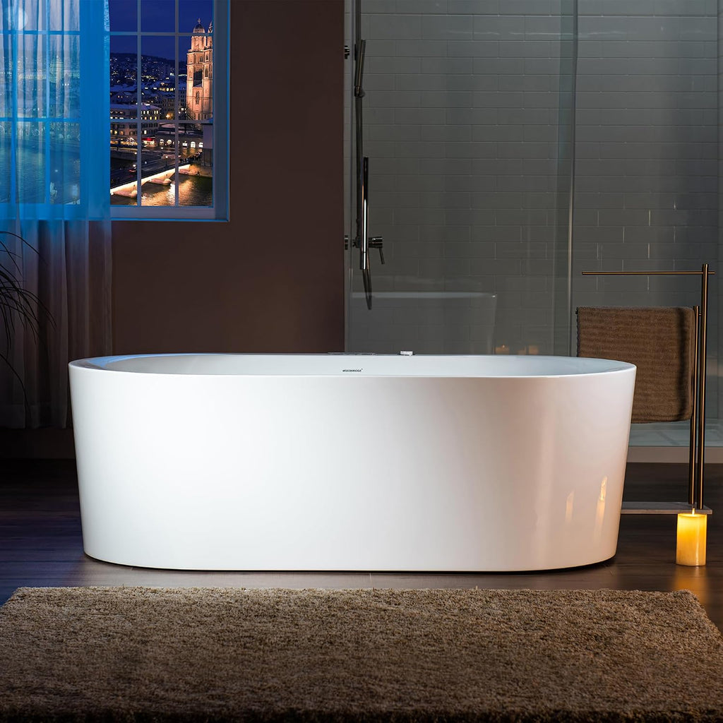 WOODBRIDGE 72' x 35-3/8' Whirlpool and Air Bath Heated Soaking Combination Tub with Adjustable Speed Air Blower and Display Control Panel, BJ600