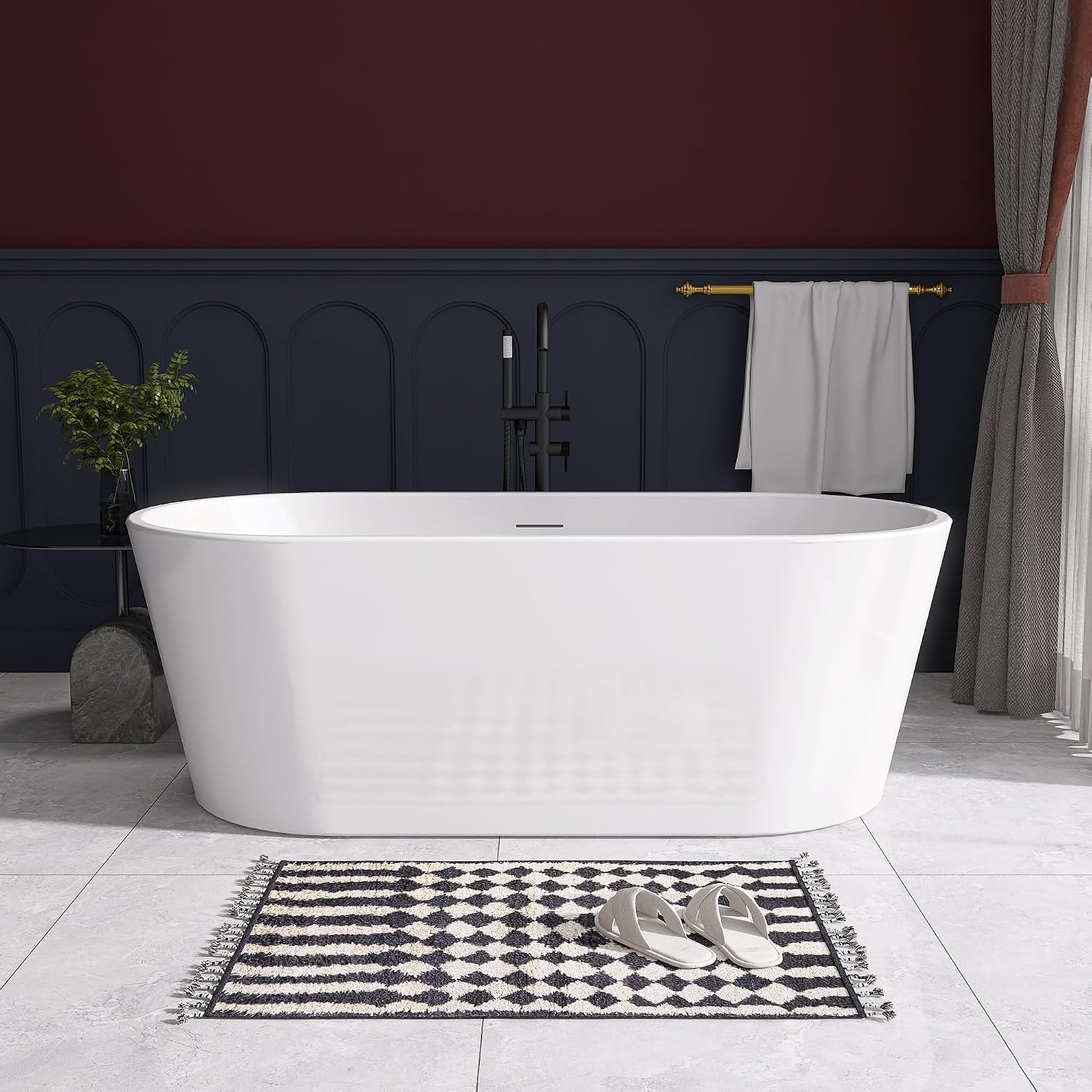 67' Acrylic Free Standing Tub, Stand Alone Tub, Freestanding Bathtub, Soaking Bathtub, cUPC Certified, SW(Glossy White)